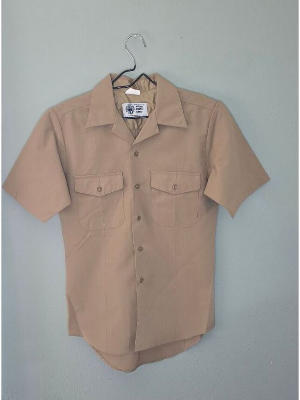 US Navy Creighton AB DLA Khaki Military Uniform Shirt Small Athletic